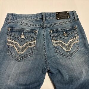 Harley Davidson BLING Curvy Boot Cut Studded Distressed Mid-Rise Jeans size 10